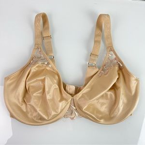 Lilyette‎ Maidenform Bra Magnificent Beauty Unlined Nude Beige Tan Lace Clasp